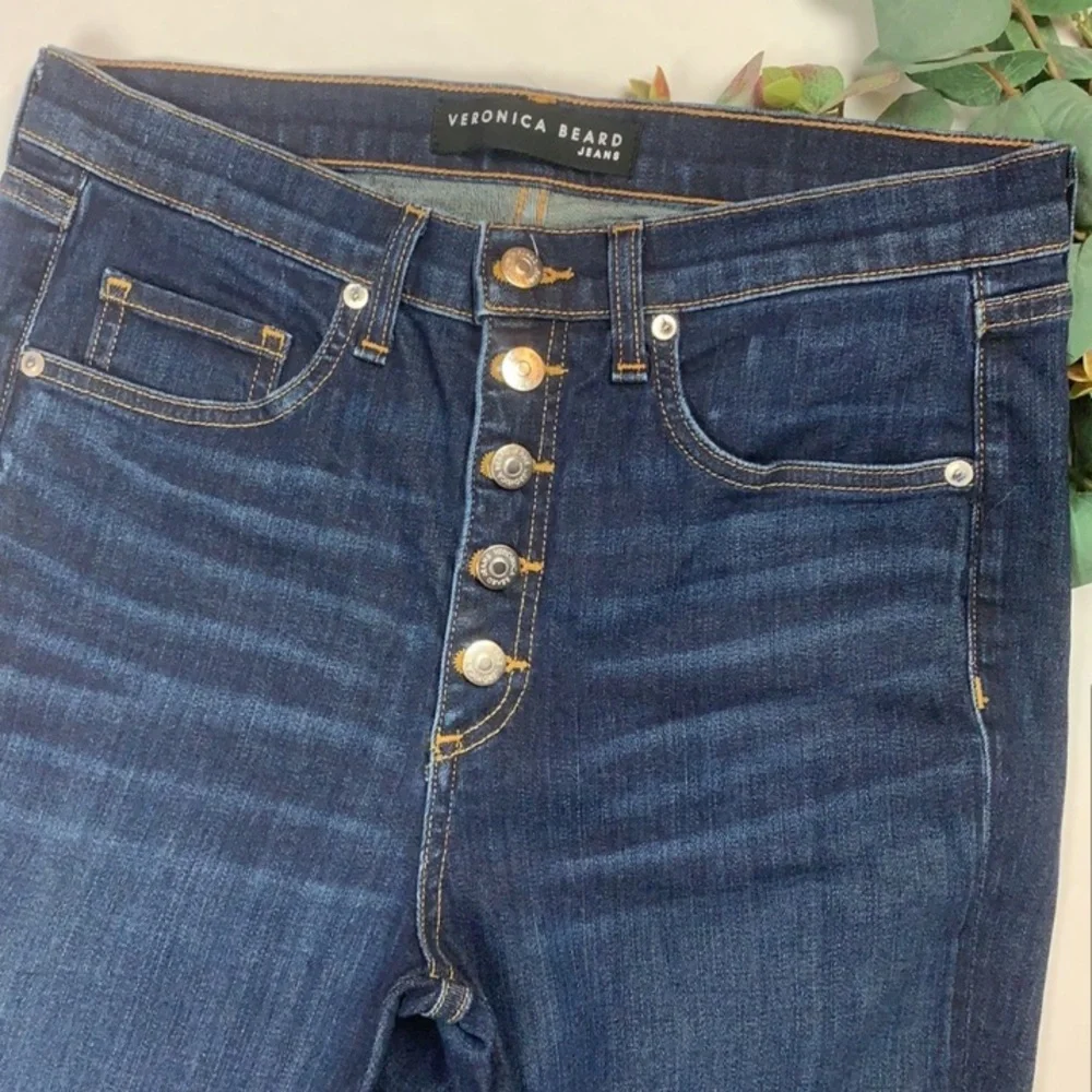 Veronica Beard Carolyn Baby Boot Button Fly Cropped Raw Hem Jeans